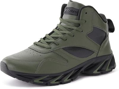 Joomra Mens High Top Sneakers for Man Size 12 Mid Hi Walking Basketball Tennis Shoes Male Comfortable Cushion Ankle Skate Lace Up Army Green 47