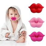 Funny Baby Pacifiers, Lips Pacifiers 0-18 Months for Boys and Girls,Lips Binky,Kiss Lips Pacifiers,BPA Free(3 Packs)