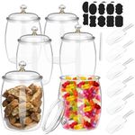 SENONAPO 6 Pcs 64 oz Candy and Cookie Jar with Lids 6 Spoons Plastic Jars Decorative Apothecary Jars Candy Buffet Containers Clear Can Airtight Food Storage Canister for Home Decoration Supplies