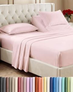 Split Head King Sheet Set – 4 Piece Flex Split Top King Sheets for Adjustable Beds - Fits 14” to 16" Mattress w/ Deep Pockets - Breathable & Cooling - Luxury Bedding and Wrinkle Free - Lavender Pink