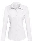 Hotouch Womens White Button Down Shirt Long Sleeve Work Dress Shirts Business Blouses (White XXL)