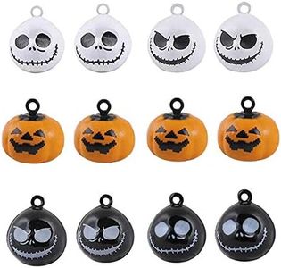 Kiddale 12Pcs Pumpkin Bells Halloween Ghost Skull Bells Pet Collar Charm Bells DIY Halloween Decorations Pendants for Dog Cat Jewelry