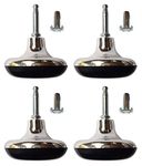 Mushroom shape Castors Gliders, Glides. Bed Feet. Furniture & Bed foot fittings fixings. Silver chrome finish. Set of 4