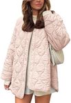 Flygo Women's Oversized Quilted Lightweight Jacket Button Down Puffer Padded Outerwear with Pocket(Pink-S)