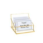 Feyarl 2 Slots Glass Business Card Holder Gold Office Name Card Display Business Card Organizer Storage for Office Desktop Countertop(Fit for 80-100pcs Business Cards)