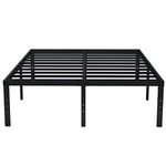 EMODA Queen Bed Frame No Box Spring Needed 18 Inch Heavy Duty Metal Tall Platform Bed Frame Queen Size with Large Storage Space, Easy Assembly, Black