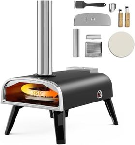 Outdoor Pizza Oven Rotatable aidpiza 12" Wood Pellet Pizza Ovens With Round Pizza Stone Portable Wood Fired with Built-in Thermometer Pizza Stove for Outside Backyard Camping Picnics Pizza Grill