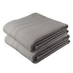 Gilden Tree Waffle Towels Quick Dry Lint Free Thin, 2 Pack Bath Sheets 40x80 Oversized Extra Large for Adults, Classic Style (Pewter)