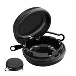 SEATOGEM Portable Ashtray, Pocket Ashtray with Lid, Travel Ash Tray with a Key Chain, Portable Cigarette Ash for Outdoor Travel (Black)