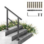 VEVOR Outdoor Handrail 200LBS Load Handrail Outdoor Stairs Aluminum Stair Handrail 36 x 35" Outdoor Stair Railing Transitional Range from 0 to 50° Staircase Handrail Fits 2-3 Steps with Screw Kit
