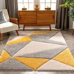 AYAZ CARPET Super Soft Rectangular Carpet For Living Room Anti Skid Shag Rug Handmade Collection. With 2 Inches Pile Height. Colour Ivory/Ivory Size 5X7 Feet.