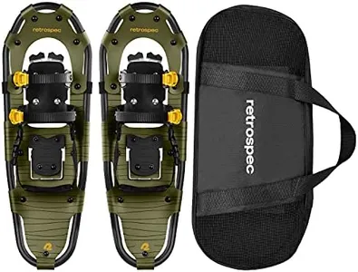 Retrospec Drifter Snowshoe for Men & Women - Aluminum Frames & a Double-Rachet Binding System - Lightweight All Terrain Snow Shoes with Heel Lifters & Pivot System - 25" Olive