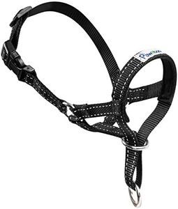 Pawaboo Dog Muzzle, Head Halter Collar for Dog, Pet Dog Nylon Reflective Adjustable Loop Anti-Biting Barking Control Easy Fit Dog Stops Dog Pulling Head Leash, Medium Size, Black