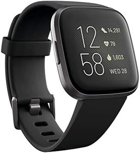Fitbit Versa 2 Health & Fitness Smartwatch with Voice Control, Sleep Score & Music, One Size, Black - Carbon