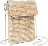 Verdusa Women's Crossbody Bag Glitter Rhinestone Evening Bag Purse Sequin Wedding Handbag Gold one-size