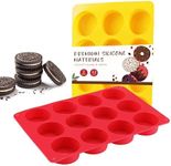 2PCS Silicone Oreo Cookie Chocolate Molds, Vituer 12-Cavity Round Silicone Baking Mold for Oreo, Candy, Chocolate, Cookie, Mini Cake and Jelly, Dishwasher Safe (Red+ Orange)