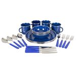 Stansport Enamel Camping Tableware Set, 24-Piece, Blue