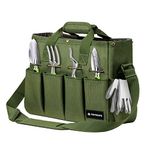 Raynesys Garden Tote Bag, Gardening Tool Bag Organizer with Pockets & Handle, 900D Heavy Duty Garden Storage Bag with Long Adjustable Shoulder Strap for Tools, Green