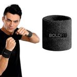 Boldfit Cotton Wrist Band for Men & Women 3 Inch - Wrist Sweat Band for Badminton Football, Basketball, Running & Athletic Sports, Sweat Absorbent Wrist Bands - Black