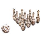 EWA Eco-Wood-Art 10 Pin Bowling Set 3D Wooden Floor Puzzle for Teens and Wooden Bowling Set for Adults - Bowling Mini - Antique Home Decoration Items Small Bowling Game for Kids Beautiful Showpiece