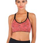 DODOING Women Mid Impact Support Sports Bra Seamless Adjustable Shoulder StrapYoga Gym Bra Workout Fitness Activewear Padded Bras