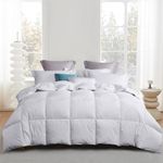 MARTHA STEWART 240 Thread Count White Goose Down and Feather Comforter - All Season Warmth Duvet Insert with Corner Tabs Made in USA - Twin Size