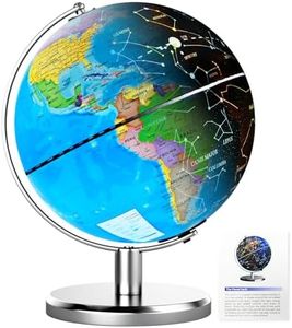 JOWHOL 8'' Illuminated World Globe with Constellation Night Light, Easy to Read HD Text Educational Earth Globe for Children with Heavy Stand, Student Kids Geography Gift