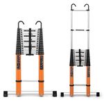Plantex 23.6 feet (7.2m) Telescopic Ladder/Durable Steps/Collapsible Ladder for Home or Outdoor Work/Aluminium Telescopic Ladder - (Orange)