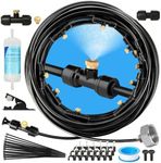 Joyhalo Misters for Outside Patio, Garden Misting System for Cooling Outdoor,50FT Misting Line,17 Mist Nozzles,Water Filter,Brass Adapter(3/4"), Outdoor Misters for Patio, Garden and Greenhouse