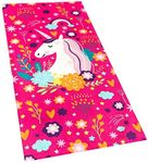 Softerry Love Unicorn Beach Towel Pink Fantasy Rainbow 30 x 60 inches 100% Cotton Velour (30" x 60", Pink)