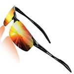 ROCKNIGHT Driving Polarized Sunglasses for Men UV Protection Mirrored Sunglasses Ultra Lightweight Al-Mg Metal Outdoor Golf Fishing Sports Sunglasses Rimless