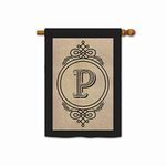 Kafepross Alarm Clock Shape Letter House Flags Monogram P Yard Banner 28"x40" Print Both Sides