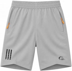 CBlue Men's Outdoor Quick Dry Lightweight Sports Shorts with 2 Zipper Pockets, Breathable Hiking Running Gym Workout Athletic Shorts, L, Grey