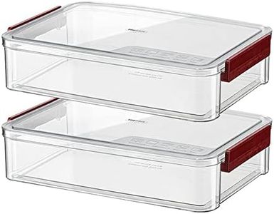 Comforhous 2 Pack Document Storage Clear Plastic Storage Boxes with Lids Stackable Storage Bins Paper Storage Box Containers for Organizing A4 File Paper, Document, Photo, Scrapbook Red