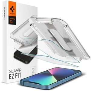 SPIGEN for iPhone 13 mini Screen Protector Tempered Glass, EZ Fit Easy Application Auto Alignment Technology Installation Tray Oleophobic Coating 9H Slim Glass [2 Pack] (Clear)
