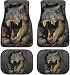 Dinosaur Car Floor Mats Set of 4,3D Dinosaur T-rex Vehicle Front Rear Carpets Mat Amazing Wildlife Animal Car Floor Carpets Rugs Non-Slip Auto Foot Mats Car Accessories Universal Fit for Car SUV Truck