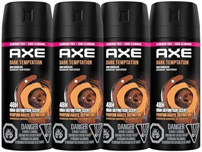 AXE Dark Temptation Deodorant Body Spray for long-lasting odour protection Dark Chocolate aluminum free deodorant for men, 113g, Pack of 4
