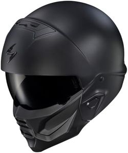 ScorpionEXO Covert 2 Open Face 3/4 Full Mode Motorcycle Helmet Bluetooth Ready Speaker Pockets Interchangeable Mouth Cover DOT Approved Solid (Matte Black - Medium)