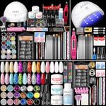 PEACECOLOR 72 Pcs Acrylic Nail Kit with Everything: Gel Nail Polish Kit with U V Light & Drill Machine Acrylic Powders 18Pcs Decoration Powder Base Top Coat Manicure Kit for Beginners Gifts for Women Girl Nail Extension Kit