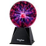 Plasma Ball: 6 Inch Plasma Globe Touch & Sound Sensitive Plasma Ball Lamp - Theefun Plug-in Electric Ball Nebula Thunder Lightning Novelty Toys for Kids, Parties, Home, Decoration, Birthday Gifts