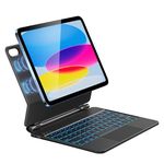 HOU Keyboard Case for iPad 10th Generation 10.9“, Magnetic Adjustable Angle Stand, Multi-touch Trackpad, 7 Color Backlit, iPad 10th Generation 2022 Case with Keyboard, QWERTY Layout, Black