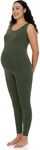 POSHDIVAH Women's Maternity Jumpsuit Romper Pregnancy Leggings Sleeveless Tank Top Bodycon Bodysuit Shapewear, Green X-Large