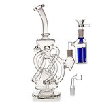 Glass Bong with Tornado percolate, Glass Bongs with 14.5mm Water Bong Bowl Glass Pipe for Smoking Pipe Hookah Bong Pipe (Big Bong)