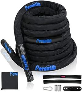 Perantlb 100% Poly Dacron Heavy Battle Rope - 1.5", 30' 40' 50' Lengths - Upgraded Durable Protective Sleeve - Gym Muscle Toning Metabolic Workout Fitness - Anchor Strap Kit Included (1.5" x 30 ft)