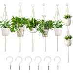 E-KNOW Macrame Plant Hanger 6 Pack with 6 Hooks, Hanging Planter Indoor Outdoor Handmade Cotton Rope, Hanging Plant Holder