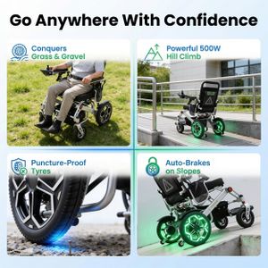 Free To Be Ultra Lightweight Folding Electric Wheelchair, 20kg, Silver