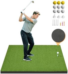 Sturdum Golf Hitting Mat, 5×4ft Golf Driving Mat for Indoor Outdoor, Top-Notch Artificial Turf Practice Mats with 9 PU Golf Balls+3 Rubber Tees+7 Tees, PRO-31MM Anti-Slip Bottom Mat