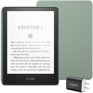 Kindle Paperwhite Essentials Bundle including Kindle Paperwhite (16 GB) - Agave Green, Leather Cover - Agave Green, and Power Adapter