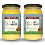 PUNJAB WALE A2 Ghee | Desi Gir Cow | Vedic Bilona Method | Cultured | Hand Churned | Made in Small Batches | Lab Tested| Glass Jar| Grassfed | Premium & Traditional Ghee | 1000 ml (Pack of 2)