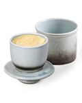 HOME DECOR Ceramic Butter Crock, French Butter Crock for Counter, Butter Keeper with Water Line for Fresh Spreadable Butter -Gradient Gray